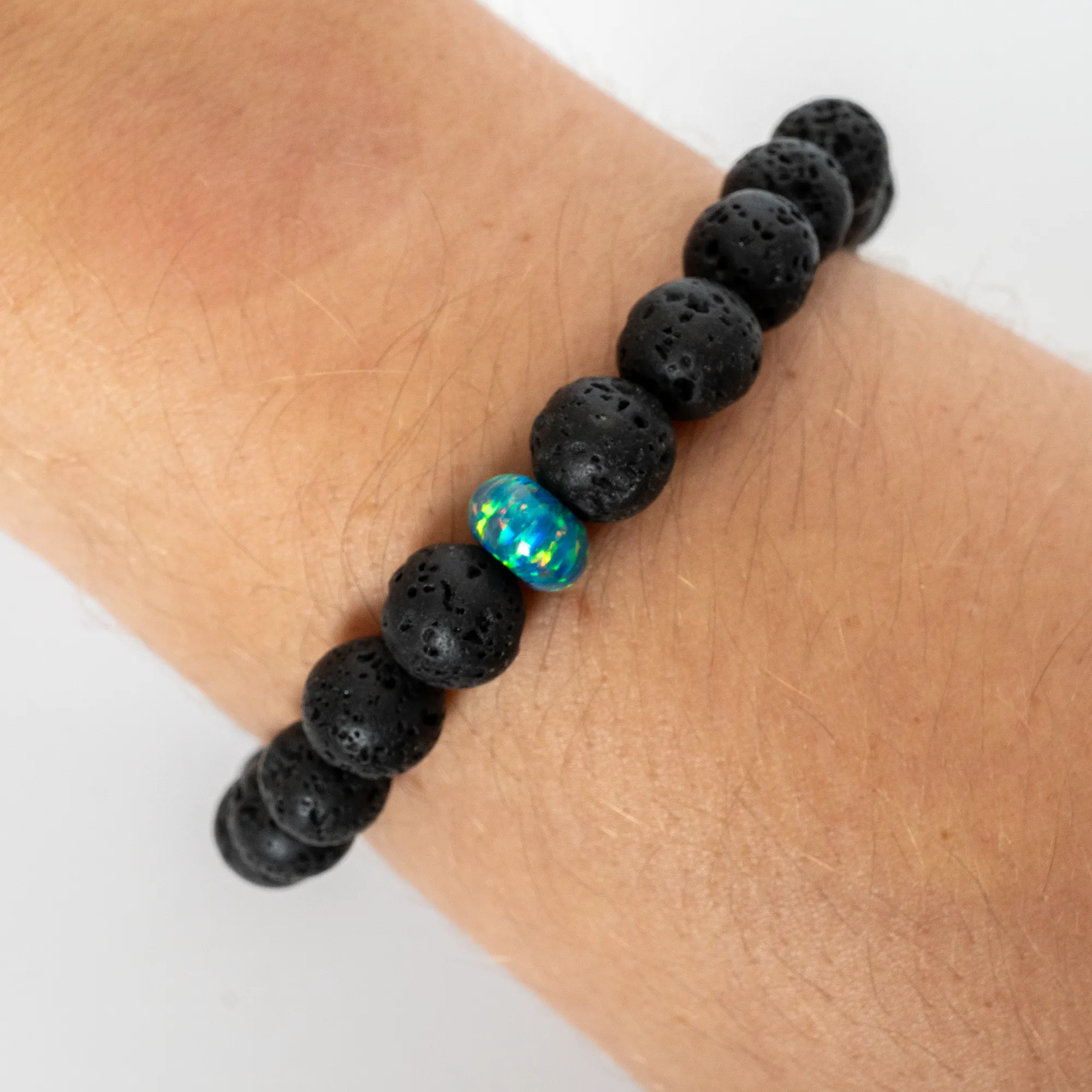 Dragon's Egg Opal & Lava Stone Beaded Bracelet