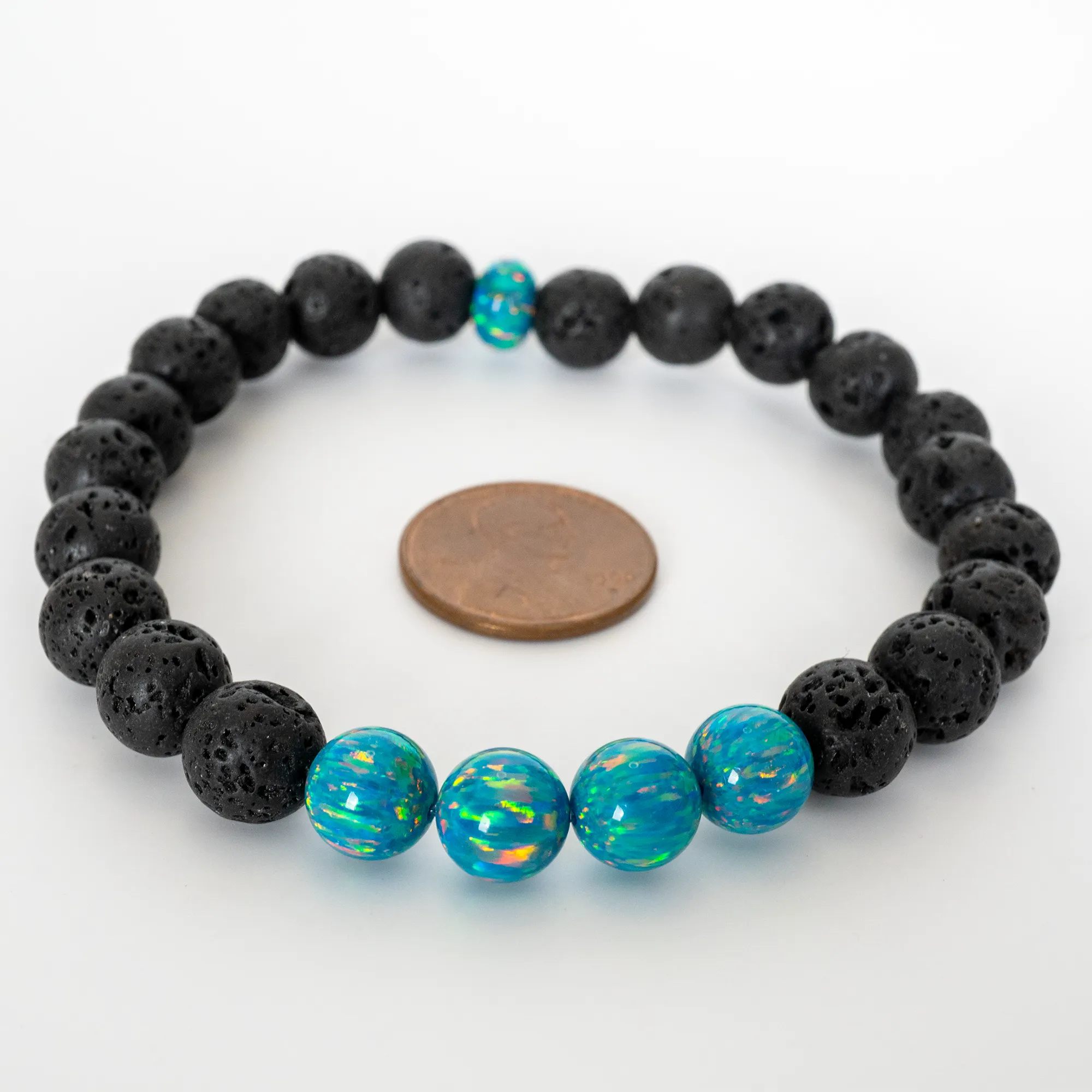 Dragon's Egg Opal & Lava Stone Beaded Bracelet