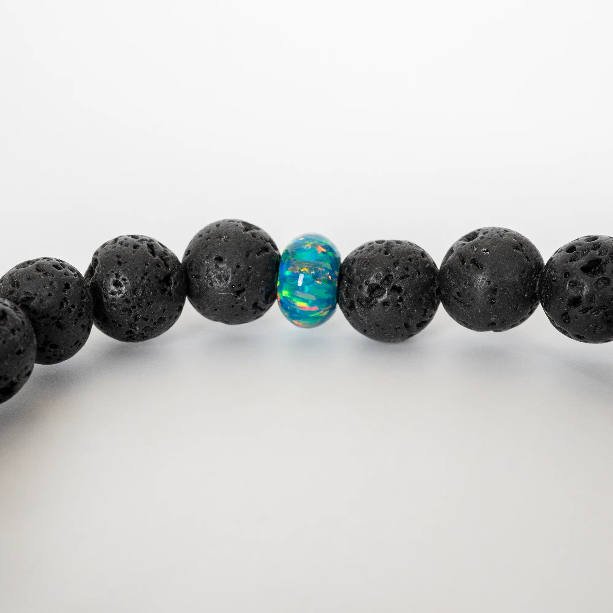Dragon's Egg Opal & Lava Stone Beaded Bracelet