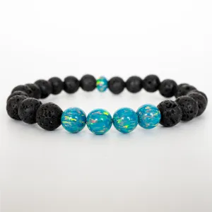 Dragon's Egg Opal & Lava Stone Beaded Bracelet