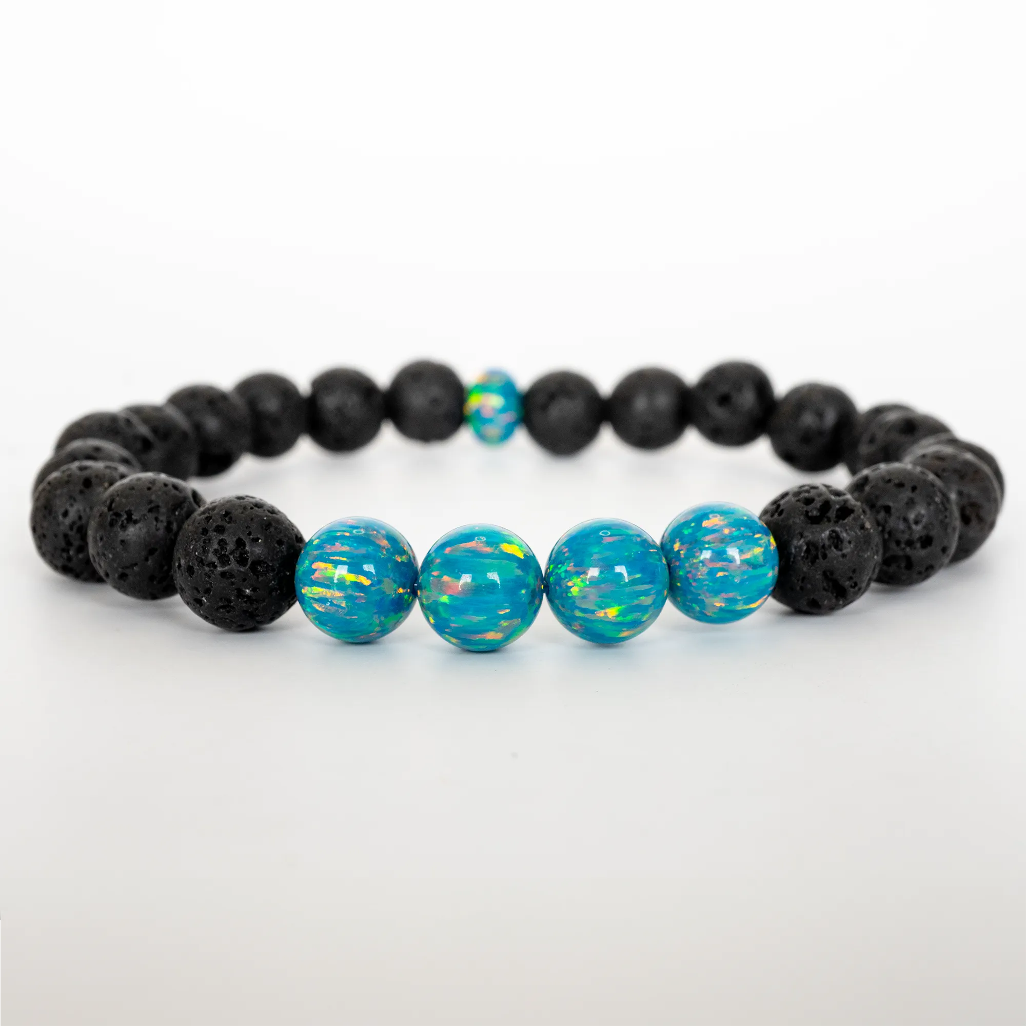 Dragon's Egg Opal & Lava Stone Beaded Bracelet