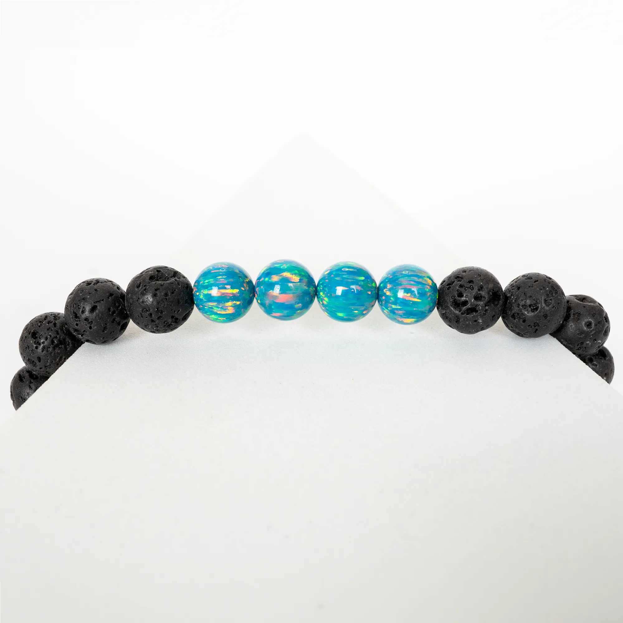 Dragon's Egg Opal & Lava Stone Beaded Bracelet
