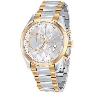 Dual Tone Stainless Steel with Black Dial Chronos Watch  For Men - Heloisa 76120299