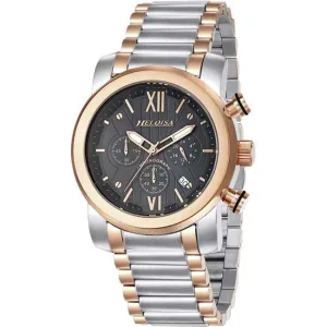 Dual Tone Stainless Steel with Black Dial Chronos Watch  For Men - Heloisa 76120321