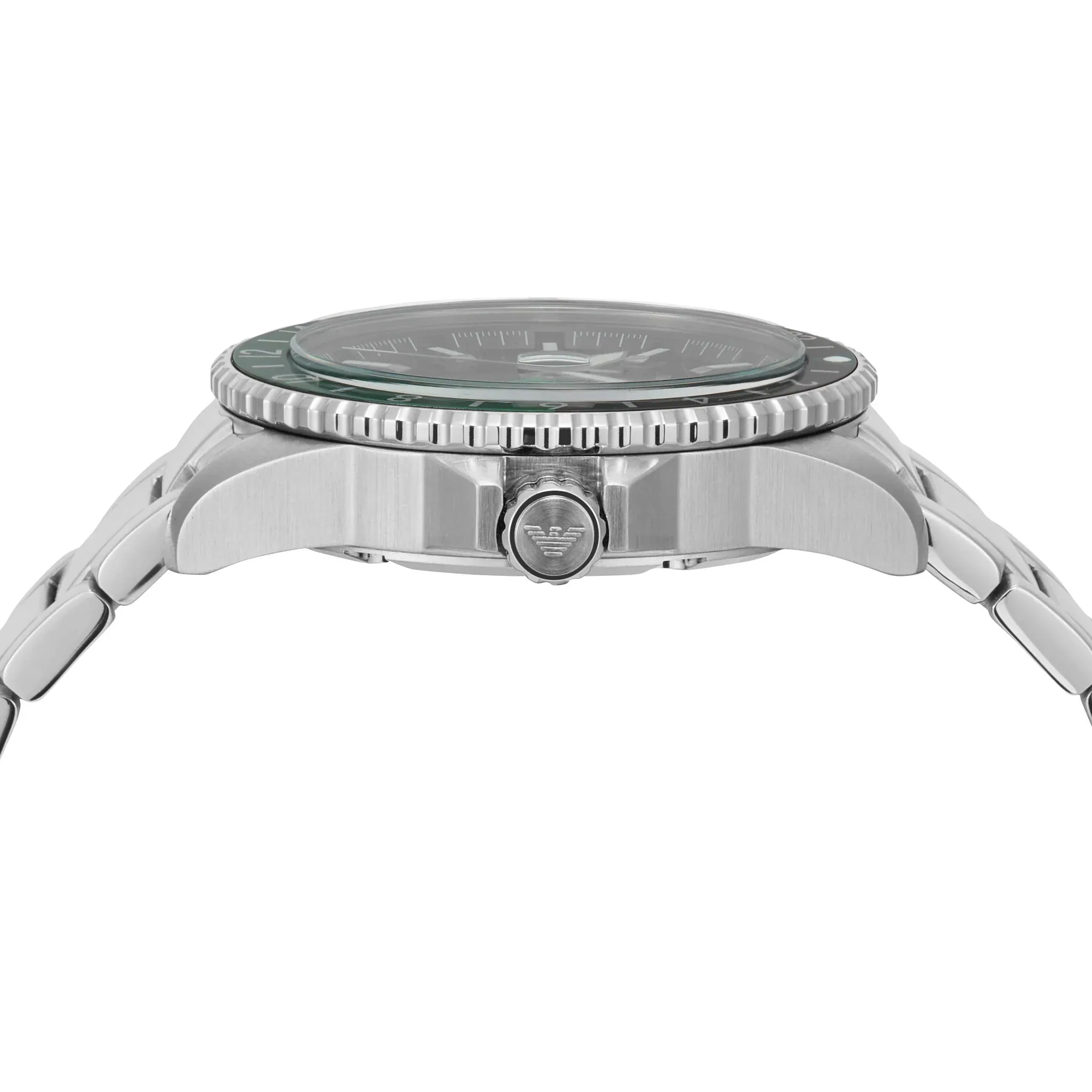 Emporio Armani GMT Dual Time Gents Black Dial Stainless Steel Watch