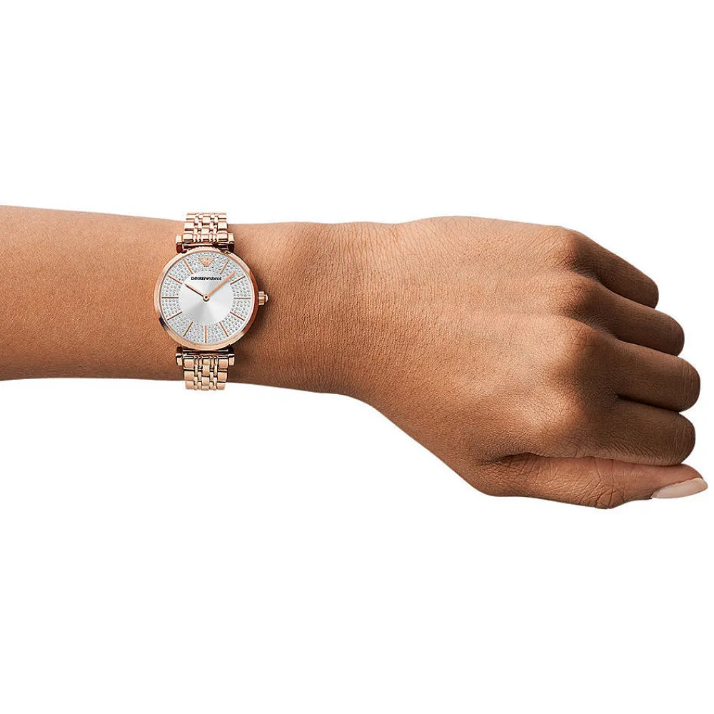 Emporio Armani Women's Two-Hand Rose Gold-Tone Stainless Steel Watch