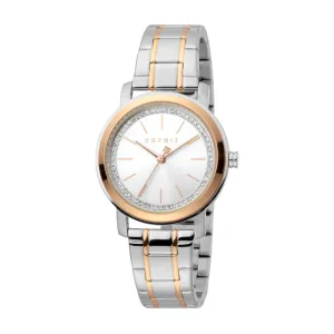 Esprit Women Watch, Two Tone Silver & Rose Gold Color Case, Silver Dial, Two Tone Silver & Rose Gold Color Stainless Steel Metal Bracelet