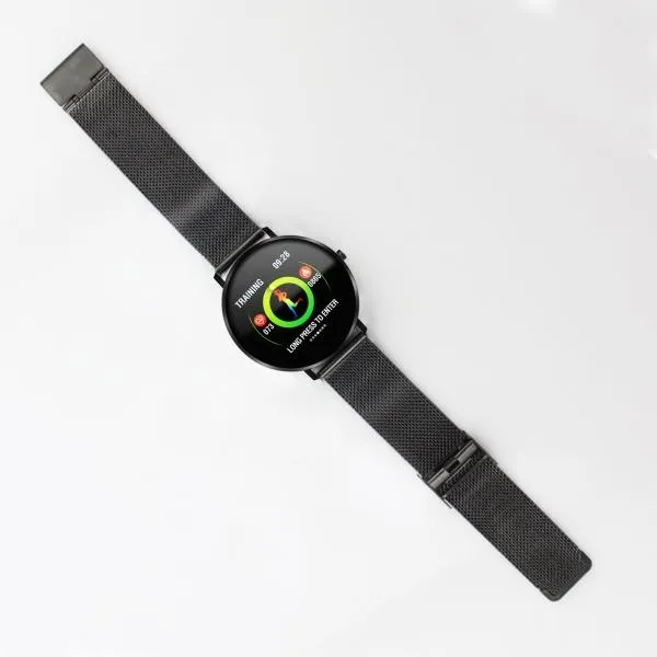 F25 Full Touch Screen Waterproof Heart Rate Blood Pressure Monitoring Health Reminder GPS Trajectory Fitness Tracker Smart Sports Bracelet Steel Band for IOS 9.0 Android 4.4 & above - Black