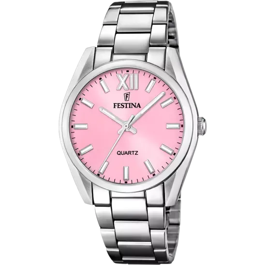 Festina Ladies Pink Dial Stainless Steel Watch