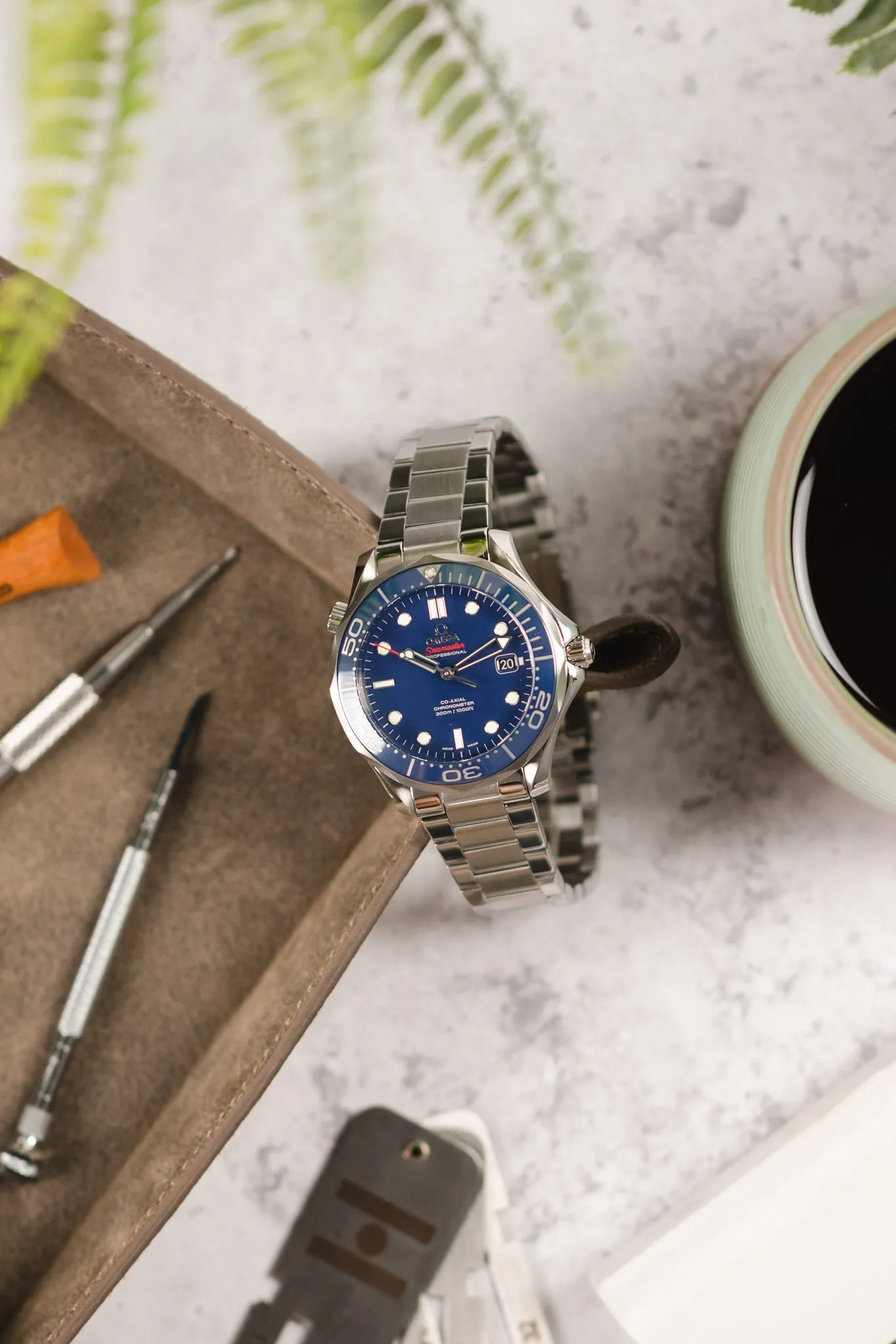 Forstner CONTEMPORARY FLAT LINK Stainless Steel Watch Bracelet with Push-Button Clasp for OMEGA Seamaster - POLISHED/BRUSHED