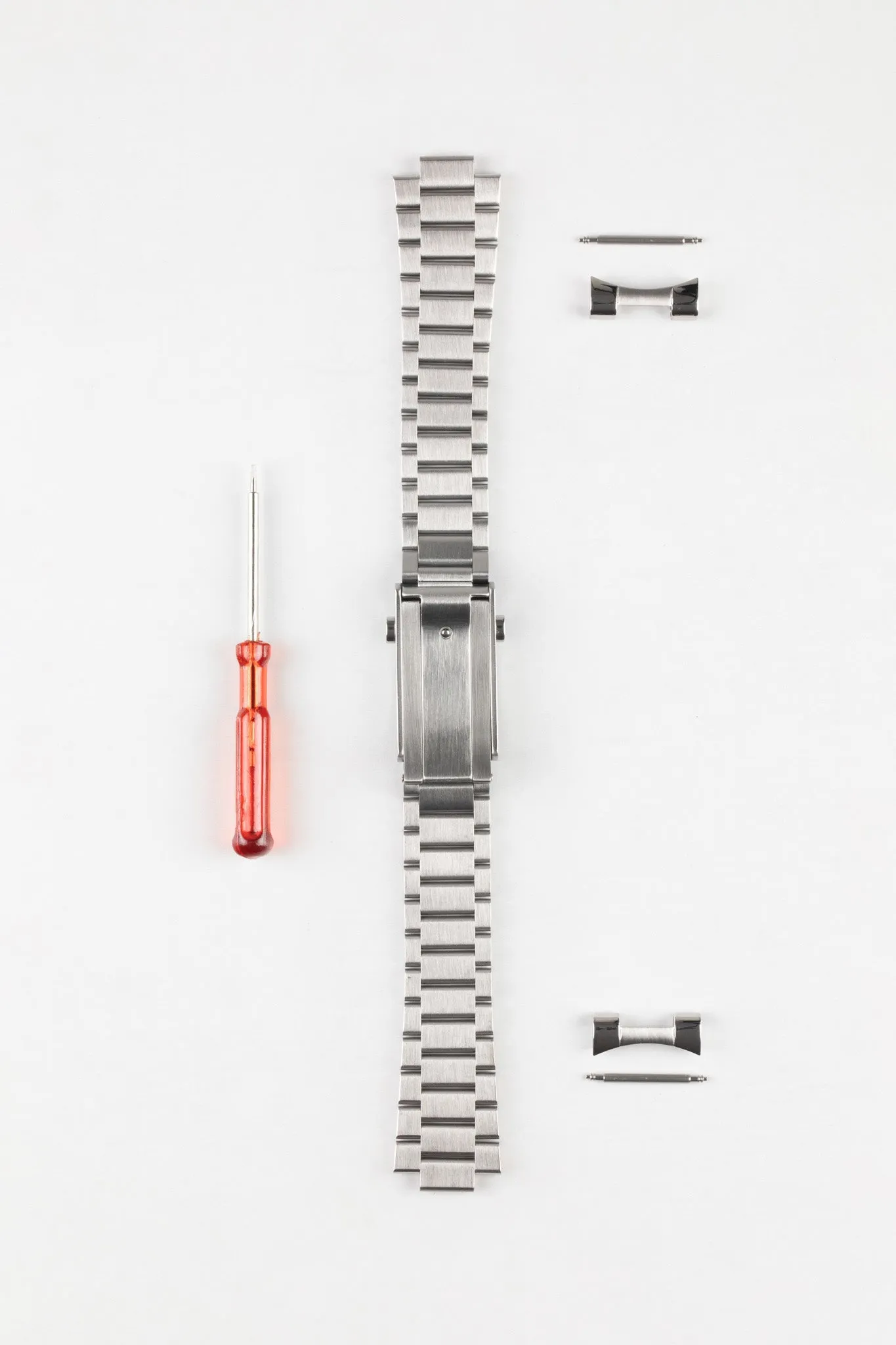 Forstner CONTEMPORARY FLAT LINK Stainless Steel Watch Bracelet with Push-Button Clasp for OMEGA Seamaster - POLISHED/BRUSHED