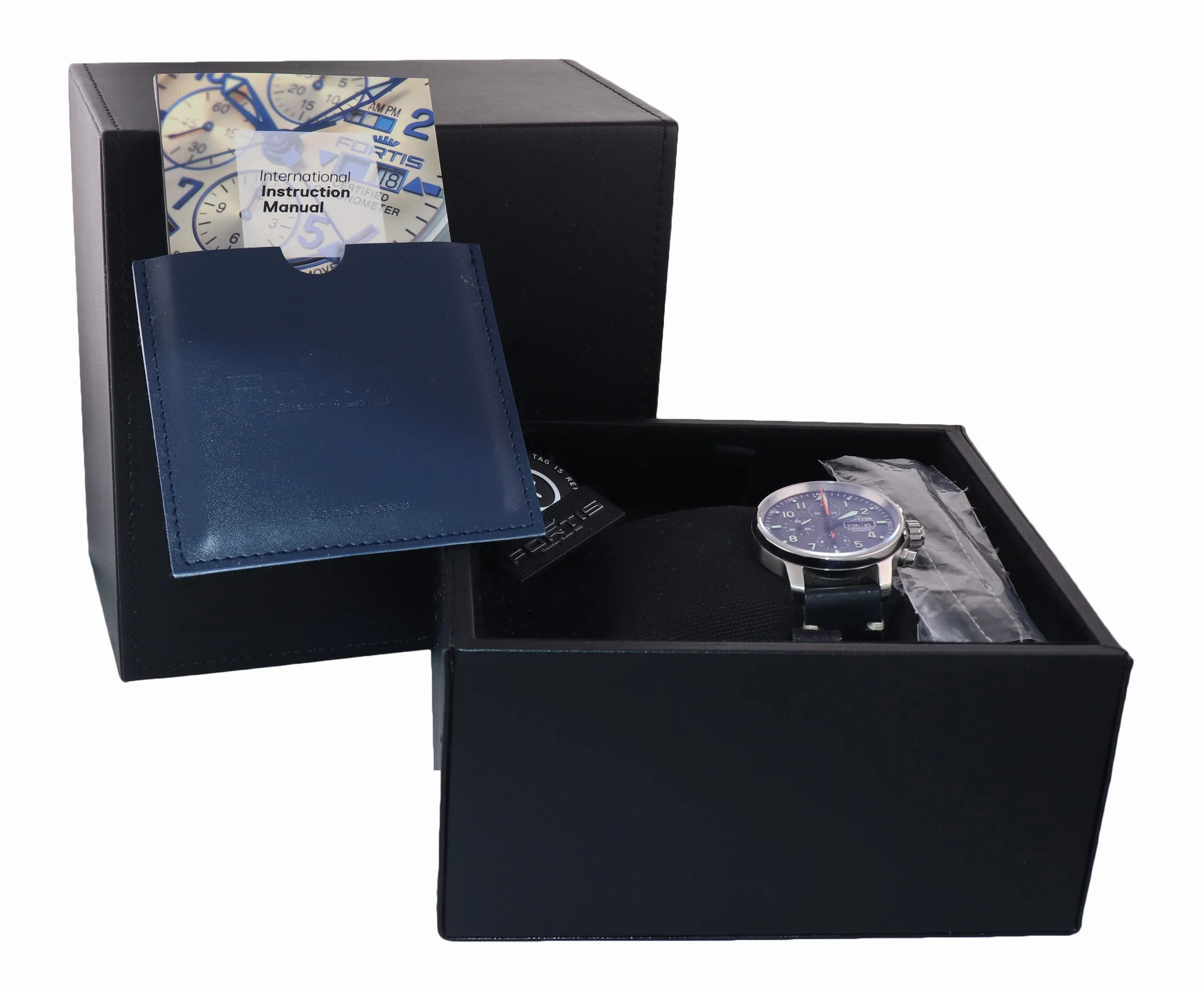 Fortis Aviatis Flieger 705.21.141 Steel Day Date Chronograph 43mm Pilot Watch