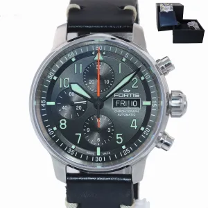Fortis Aviatis Flieger 705.21.141 Steel Day Date Chronograph 43mm Pilot Watch