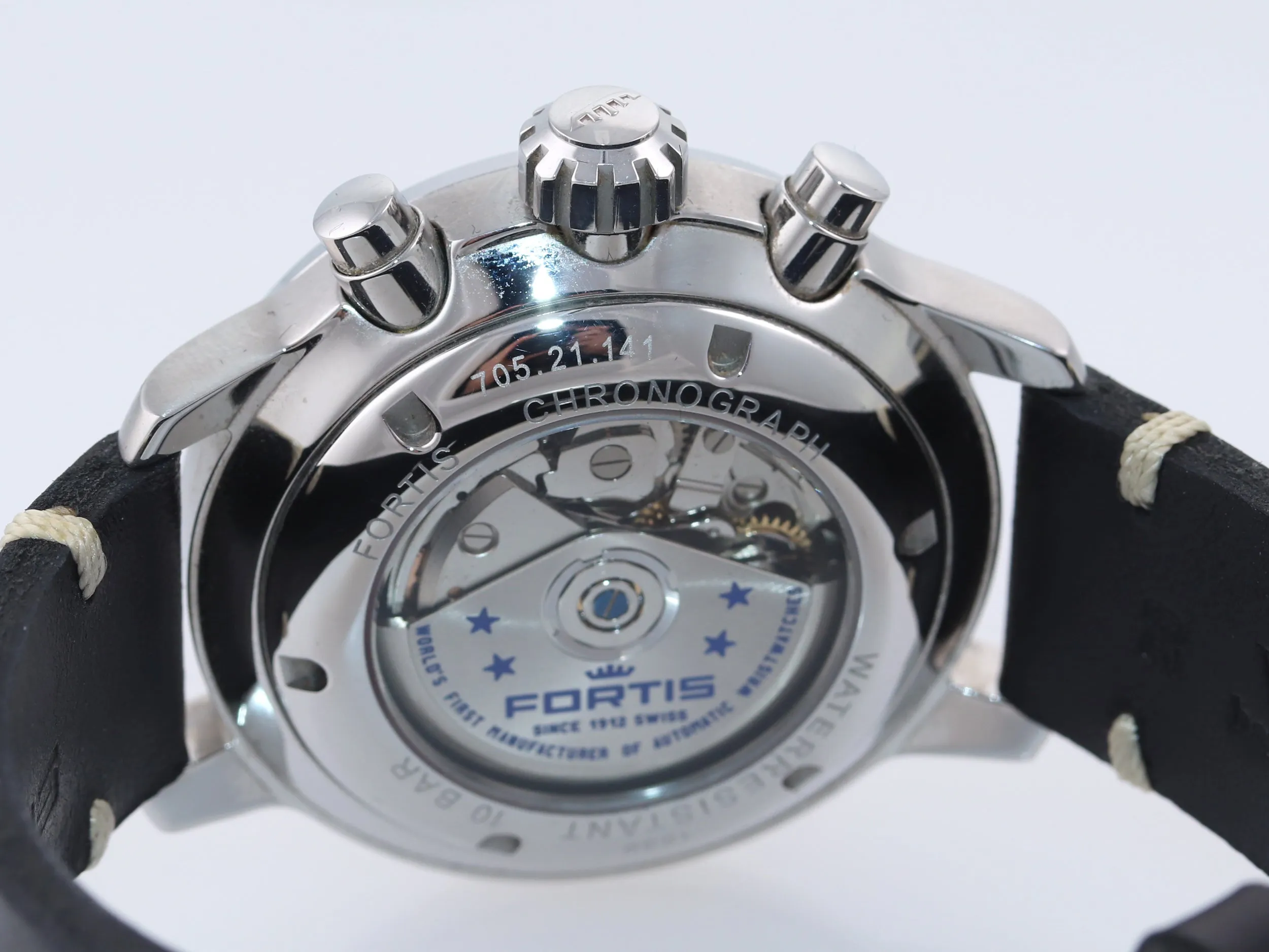 Fortis Aviatis Flieger 705.21.141 Steel Day Date Chronograph 43mm Pilot Watch