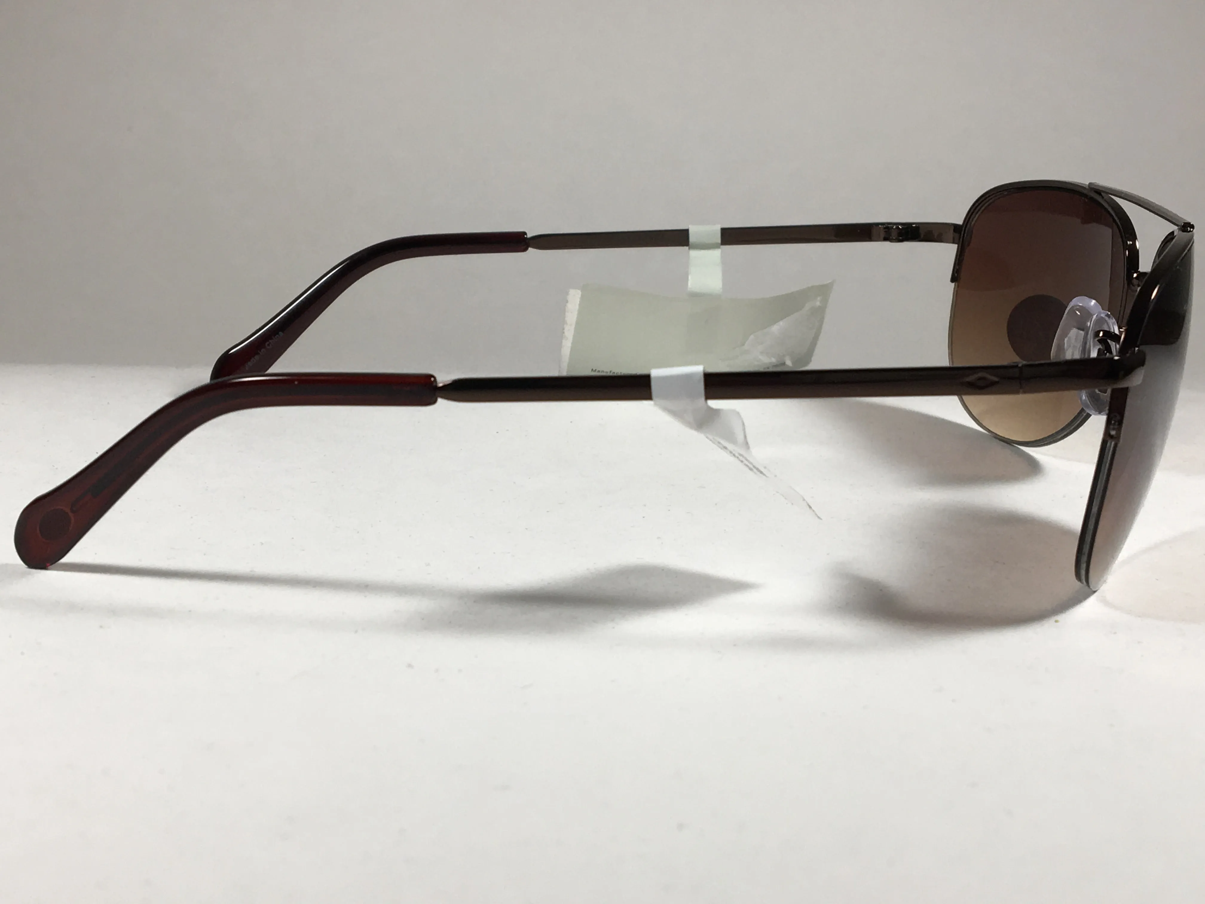 Fossil Aviator Sunglasses Semi Rim Metal Brown Frame Gradient Lens FW5