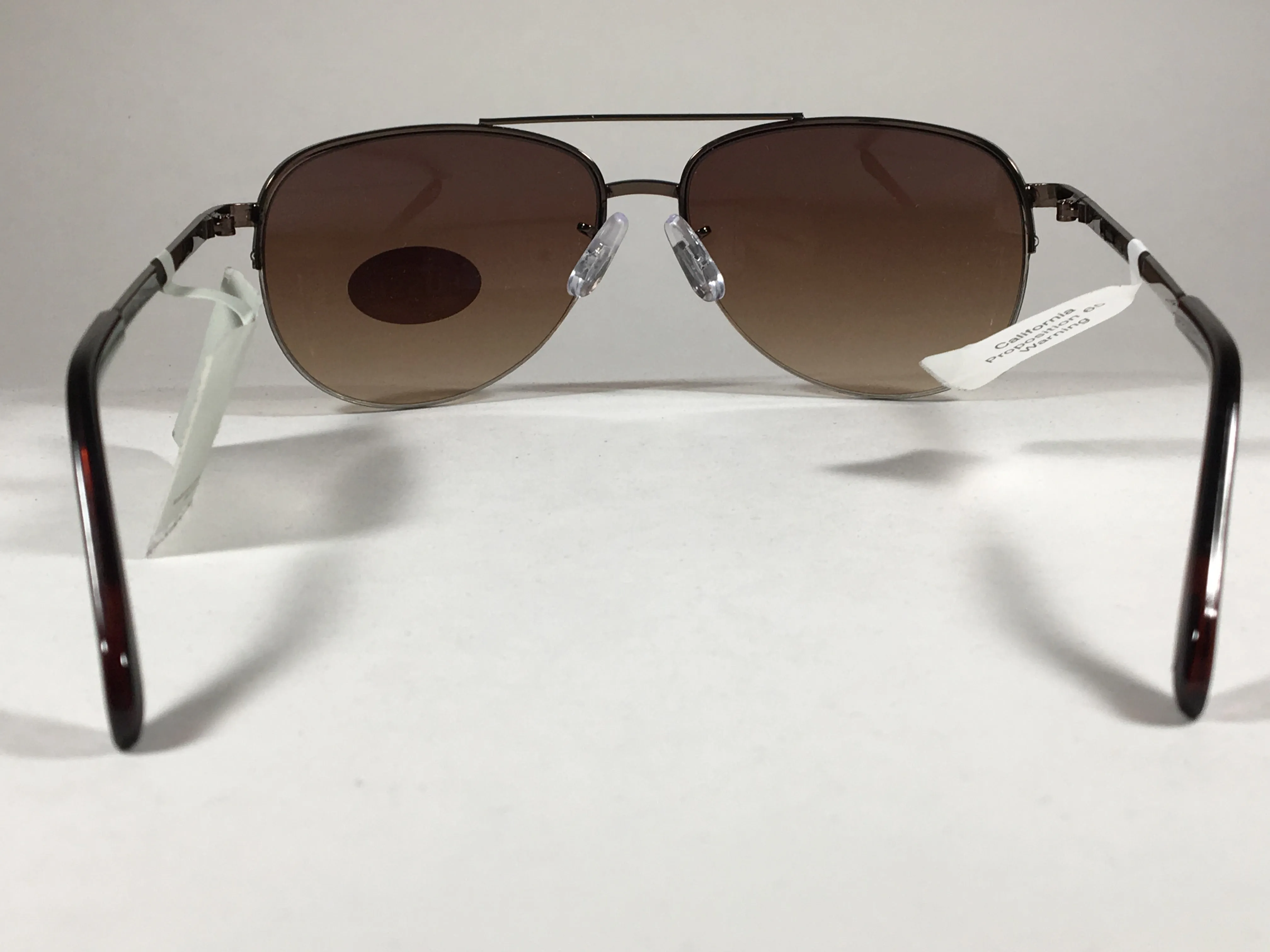 Fossil Aviator Sunglasses Semi Rim Metal Brown Frame Gradient Lens FW5