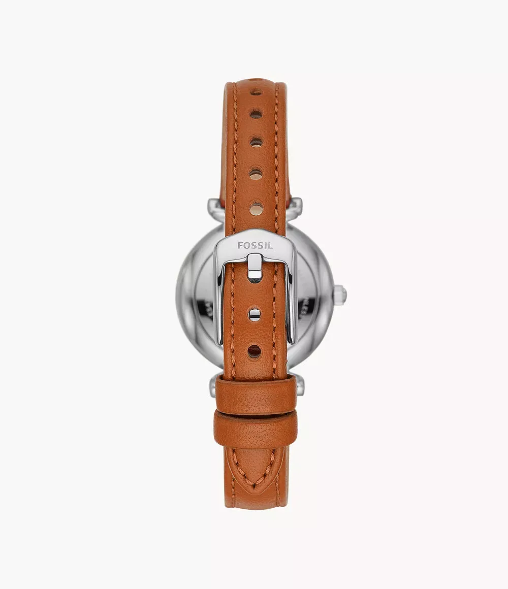 Fossil Carlie Mini Three-Hand Tan Leather 28mm Ladies Watch