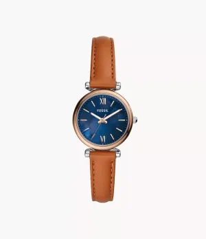 Fossil Carlie Mini Three-Hand Tan Leather 28mm Ladies Watch