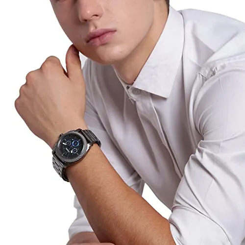 Fossil Men's Machine Quartz Stainless Steel and Stainless Steel Chronograph Watch, Color: Smoke (Model: FS4931)