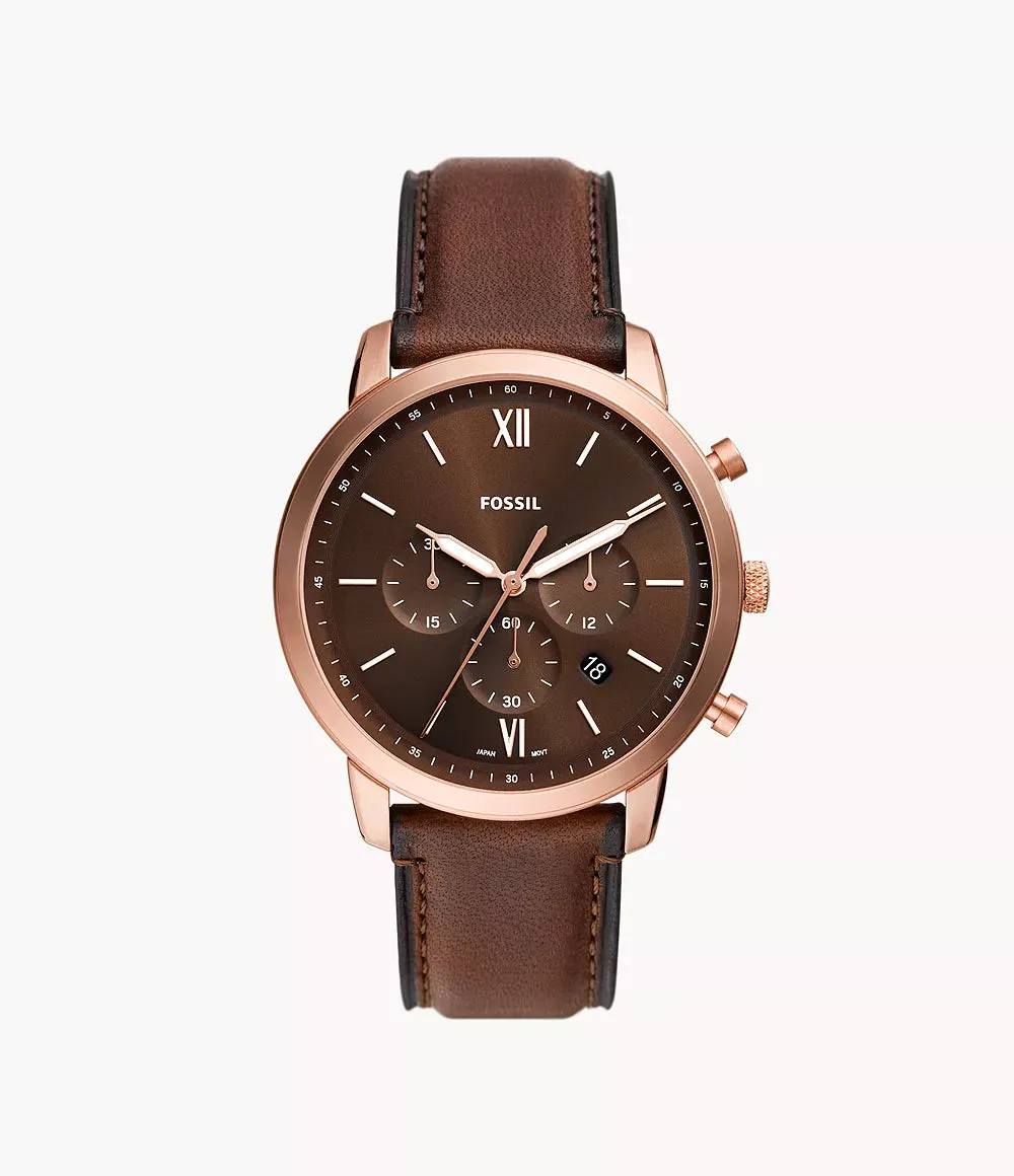 Fossil Neutra Chronograph Brown Leather 44mm Mens Watch