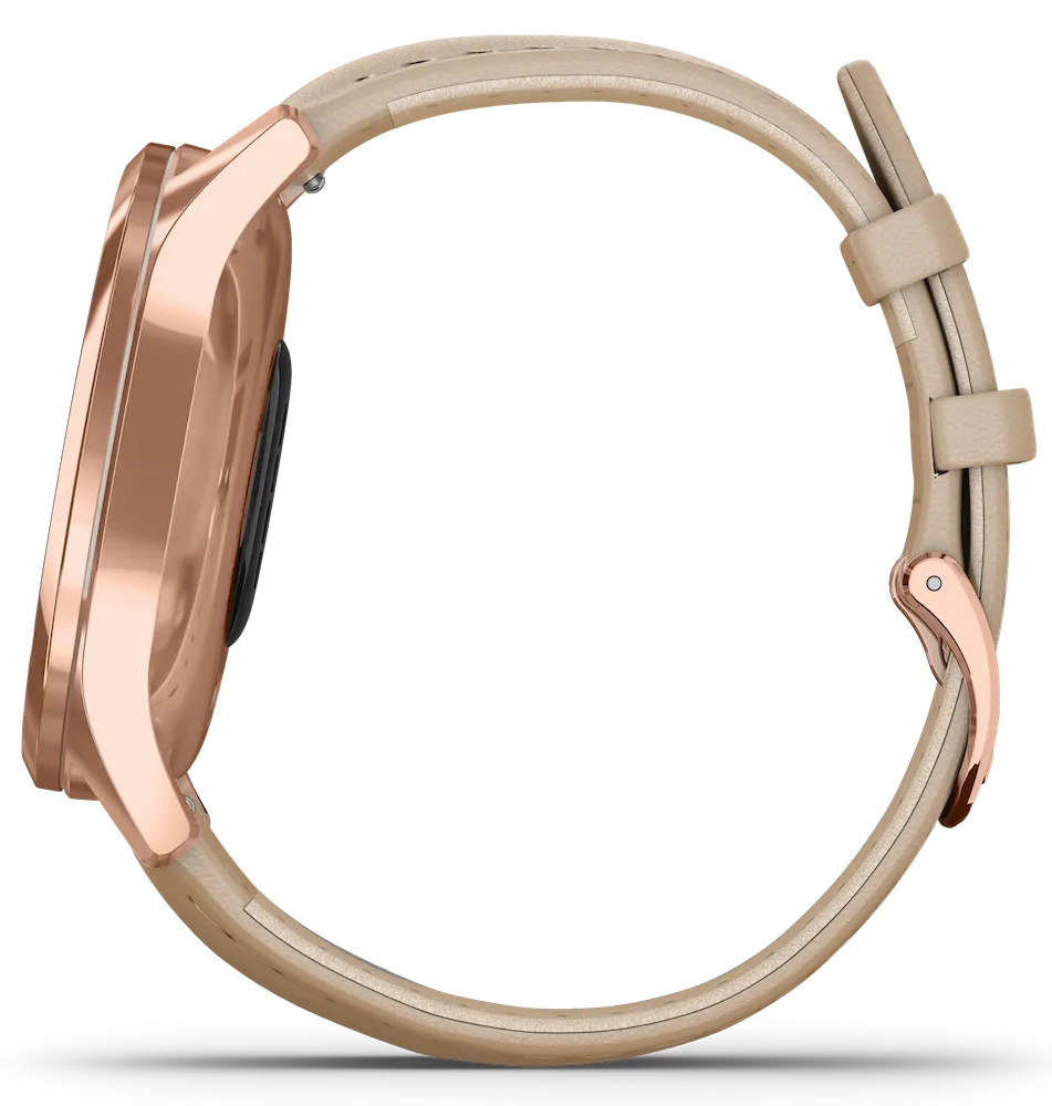 Garmin Watch Vivomove Luxe Rose Gold PVD Sand Leather