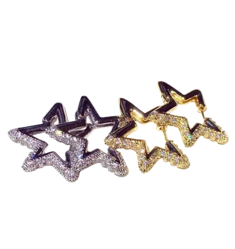 Gold Star Crystal Embellished Earrings In Gift Box