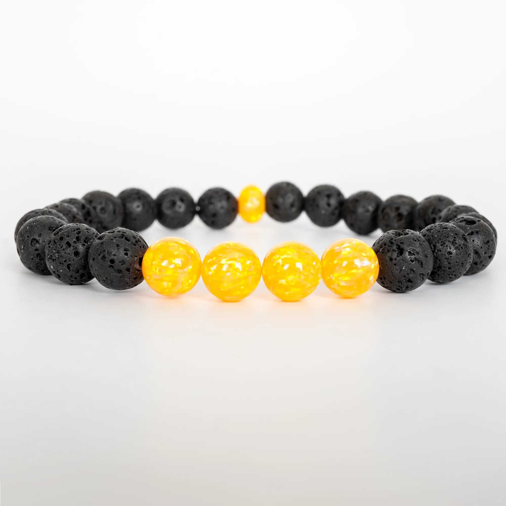Golden Pineapple Opal & Lava Stone Beaded Bracelet