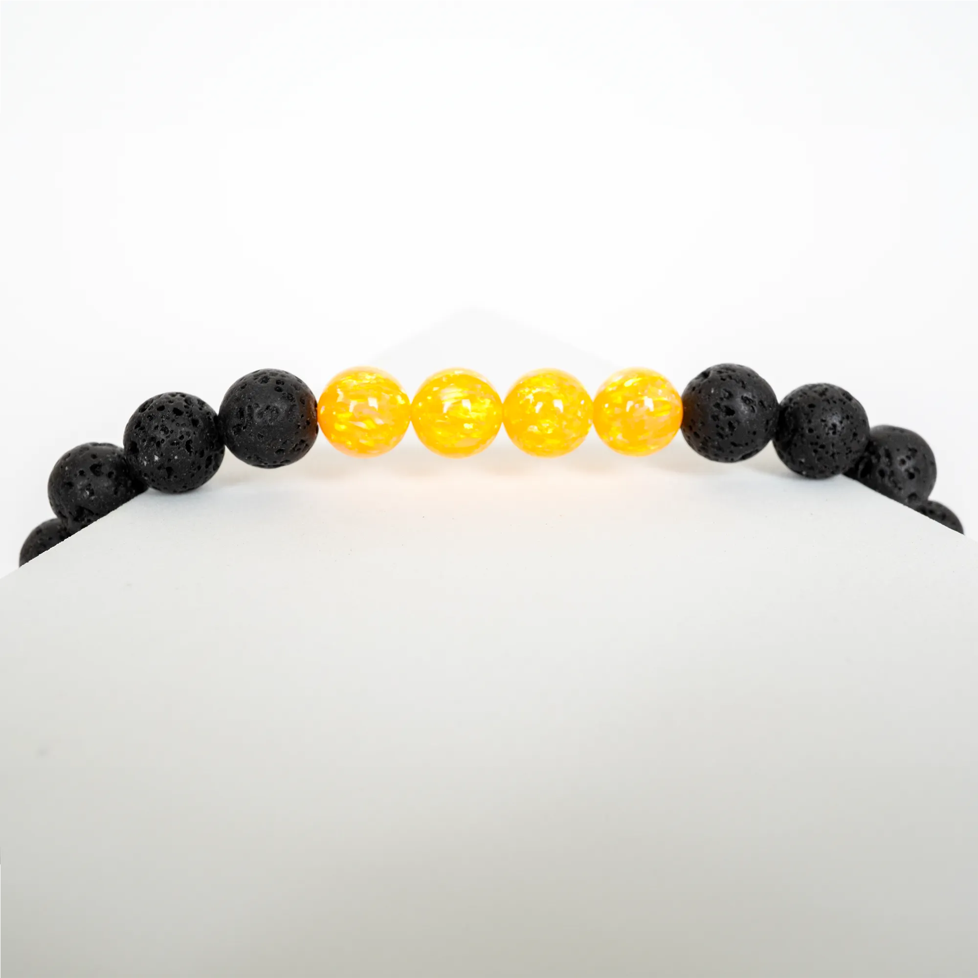 Golden Pineapple Opal & Lava Stone Beaded Bracelet