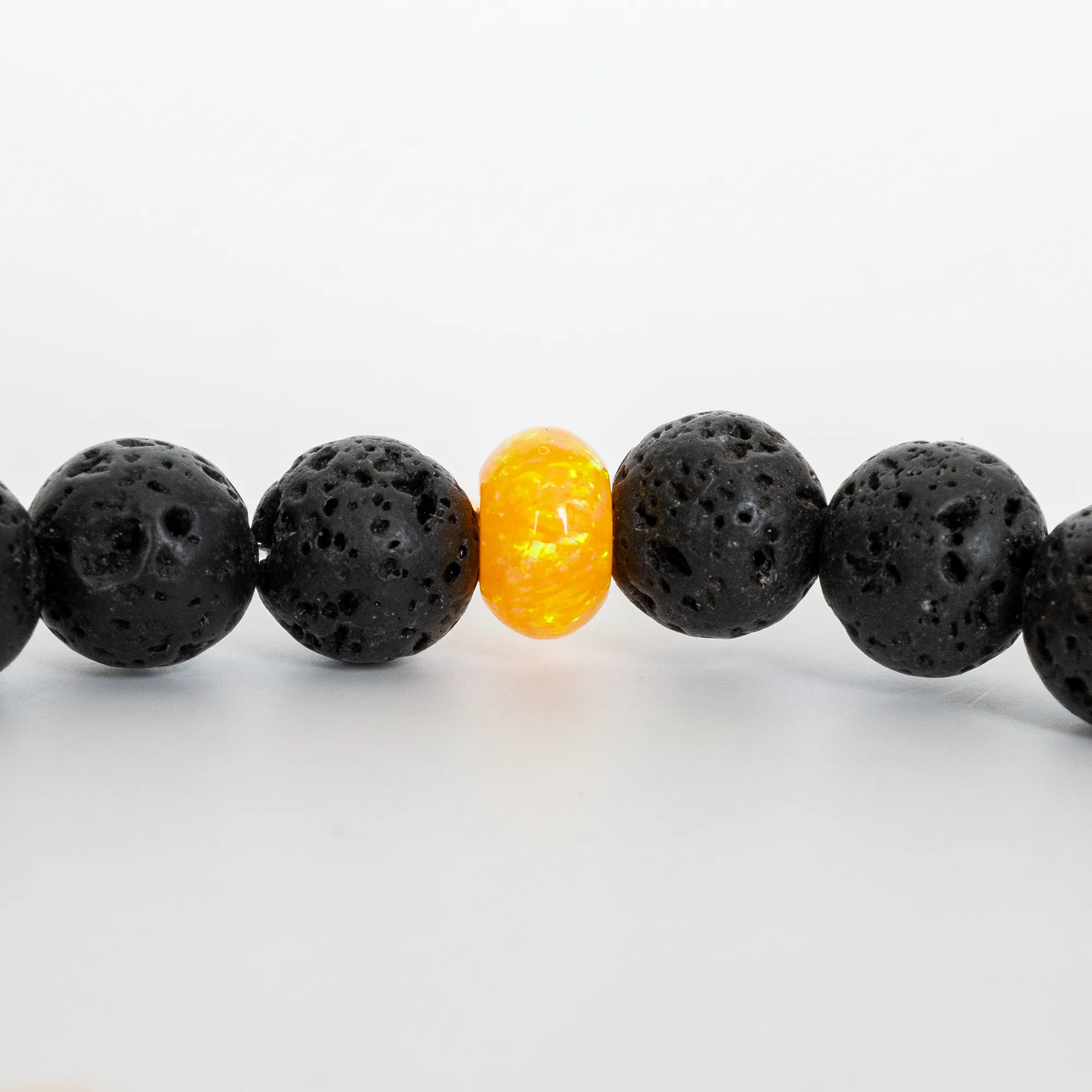 Golden Pineapple Opal & Lava Stone Beaded Bracelet