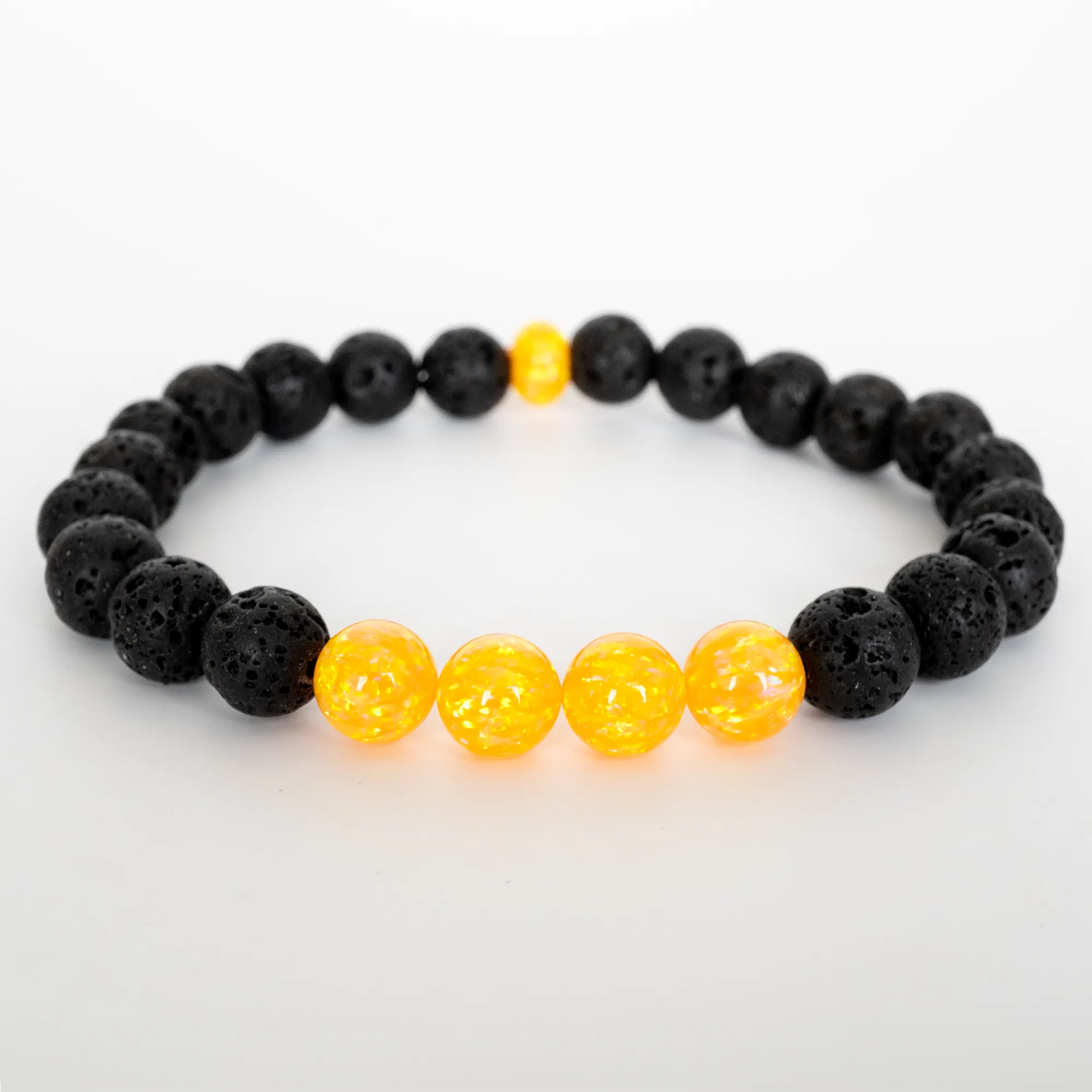 Golden Pineapple Opal & Lava Stone Beaded Bracelet