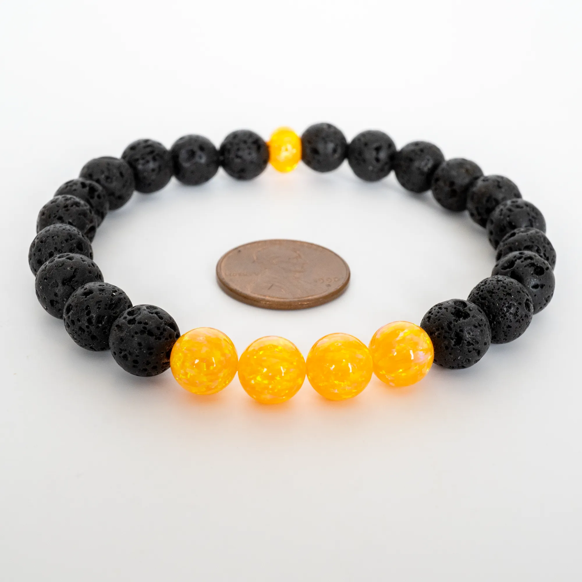Golden Pineapple Opal & Lava Stone Beaded Bracelet
