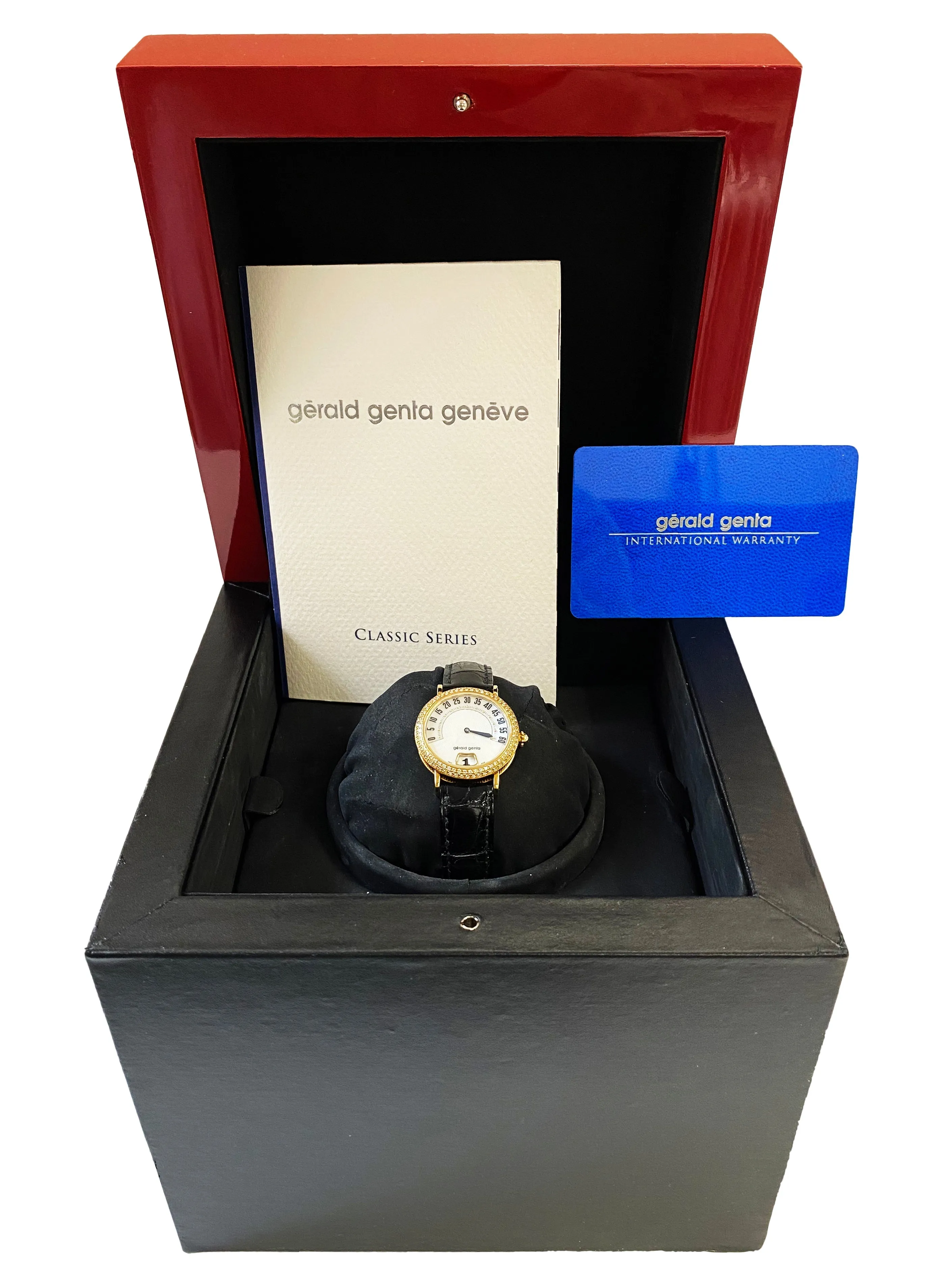 Gérald Genta Retro G.3624 Diamonds Dial Gold Ladies Watch Box Papers