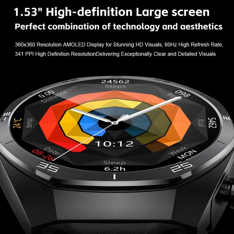GT97 1.53 inch Round Screen 2 in 1 Bluetooth Earphone Leather Strap Smart Watch Supports Bluetooth Calls(Silver)