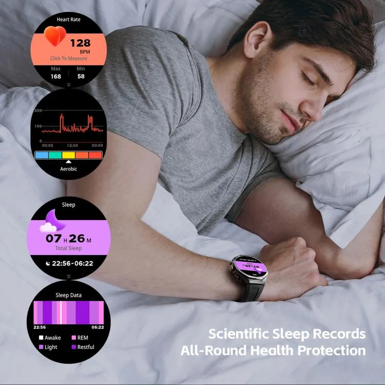GT97 1.53 inch Round Screen 2 in 1 Bluetooth Earphone Leather Strap Smart Watch Supports Bluetooth Calls(Silver)