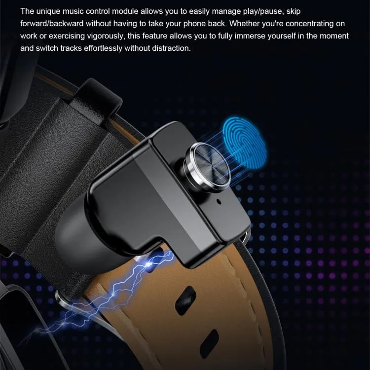 GT97 1.53 inch Round Screen 2 in 1 Bluetooth Earphone Leather Strap Smart Watch Supports Bluetooth Calls(Silver)
