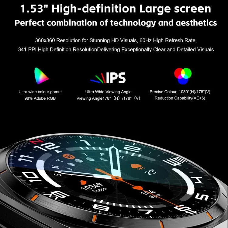 GT98 1.53 inch 2 in 1 Bluetooth Headphone IP67 Waterproof Smart Watch Supports Blood Oxygen Monitoring(Silver Orange)
