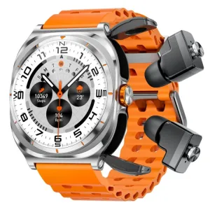 GT98 1.53 inch 2 in 1 Bluetooth Headphone IP67 Waterproof Smart Watch Supports Blood Oxygen Monitoring(Silver Orange)