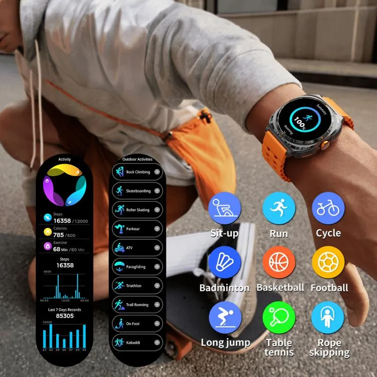 GT98 1.53 inch 2 in 1 Bluetooth Headphone IP67 Waterproof Smart Watch Supports Blood Oxygen Monitoring(Silver Orange)