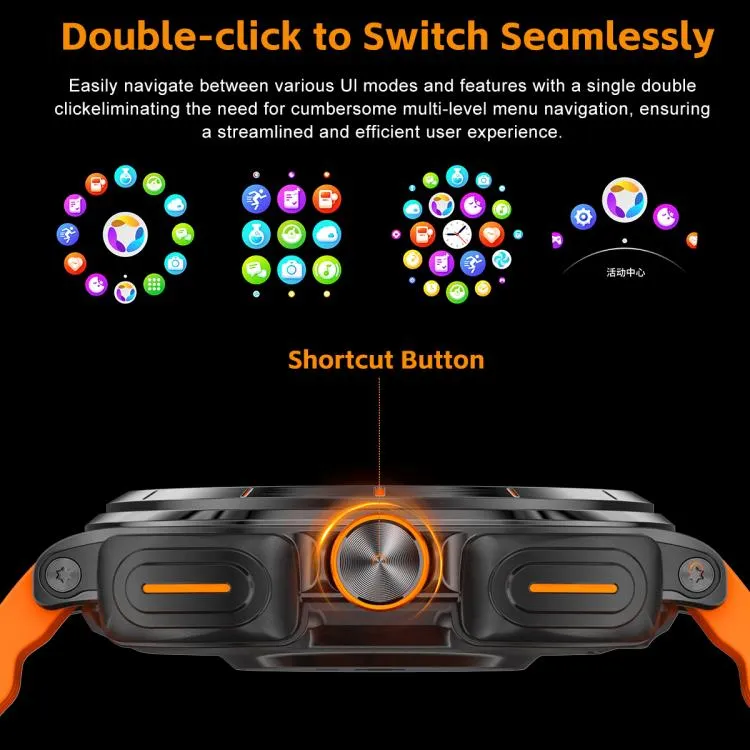 GT98 1.53 inch 2 in 1 Bluetooth Headphone IP67 Waterproof Smart Watch Supports Blood Oxygen Monitoring(Silver Orange)