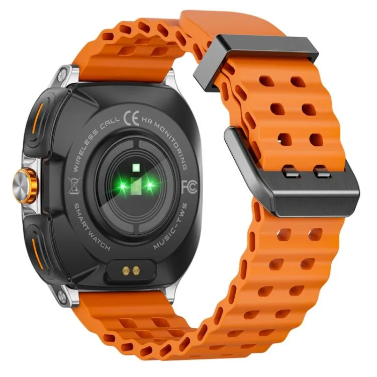 GT98 1.53 inch 2 in 1 Bluetooth Headphone IP67 Waterproof Smart Watch Supports Blood Oxygen Monitoring(Silver Orange)