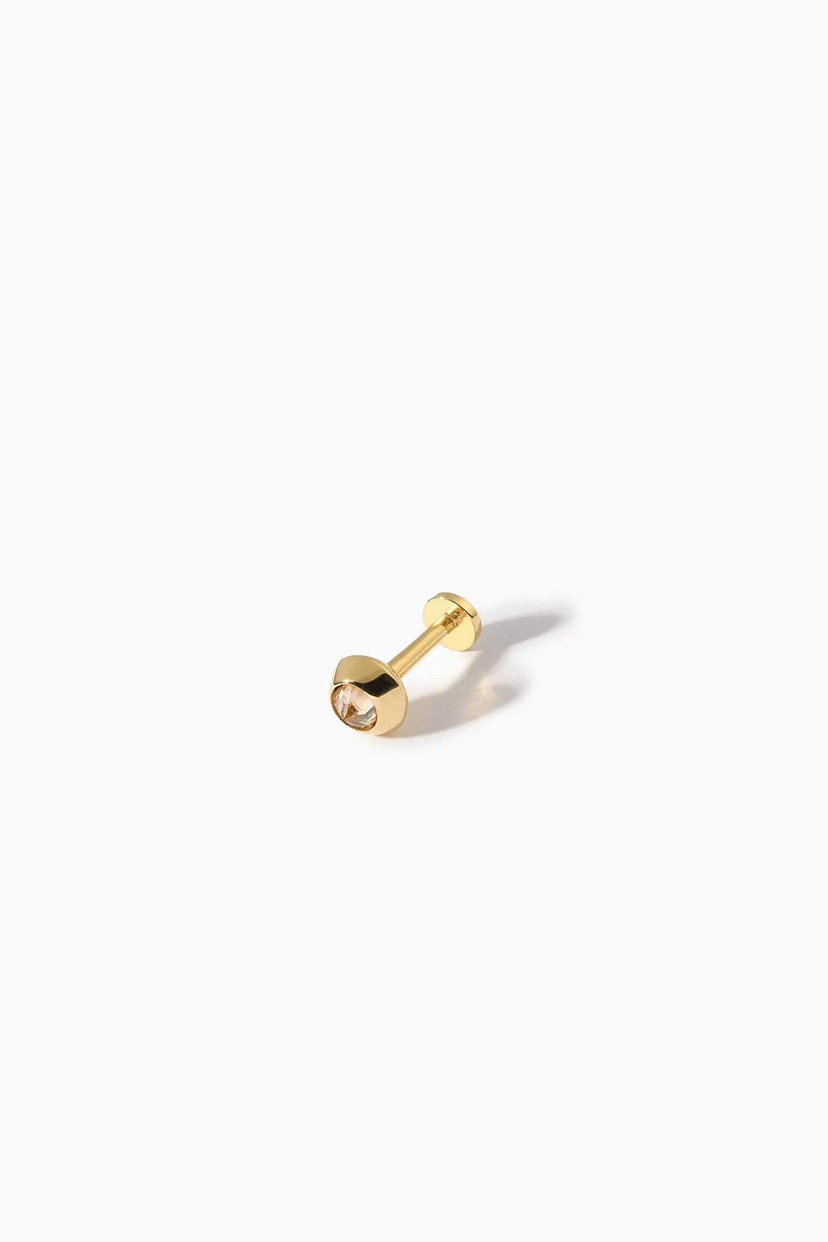 HANNAH MARTIN | 18K YELLOW GOLD STUD DIAMOND FLATBACK BARBELL L EARRING CHAMPAGNE