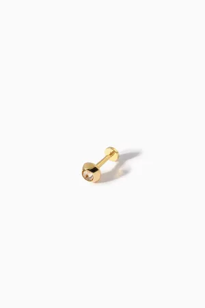 HANNAH MARTIN | 18K YELLOW GOLD STUD DIAMOND FLATBACK BARBELL L EARRING CHAMPAGNE