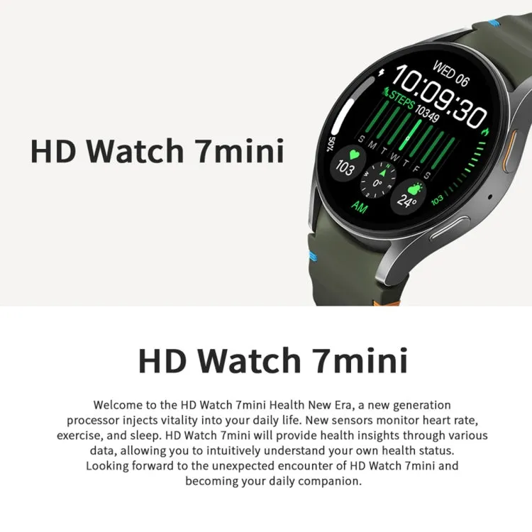 HD Watch7 mini 1.3 inch AMOLED Screen Smart Watch Supports Heart Rate Monitoring/Blood Oxygen Monitoring(Silver)
