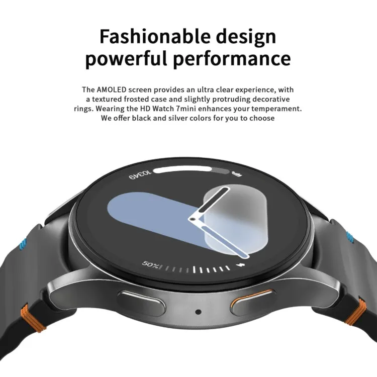 HD Watch7 mini 1.3 inch AMOLED Screen Smart Watch Supports Heart Rate Monitoring/Blood Oxygen Monitoring(Silver)