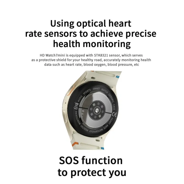 HD Watch7 mini 1.3 inch AMOLED Screen Smart Watch Supports Heart Rate Monitoring/Blood Oxygen Monitoring(Silver)