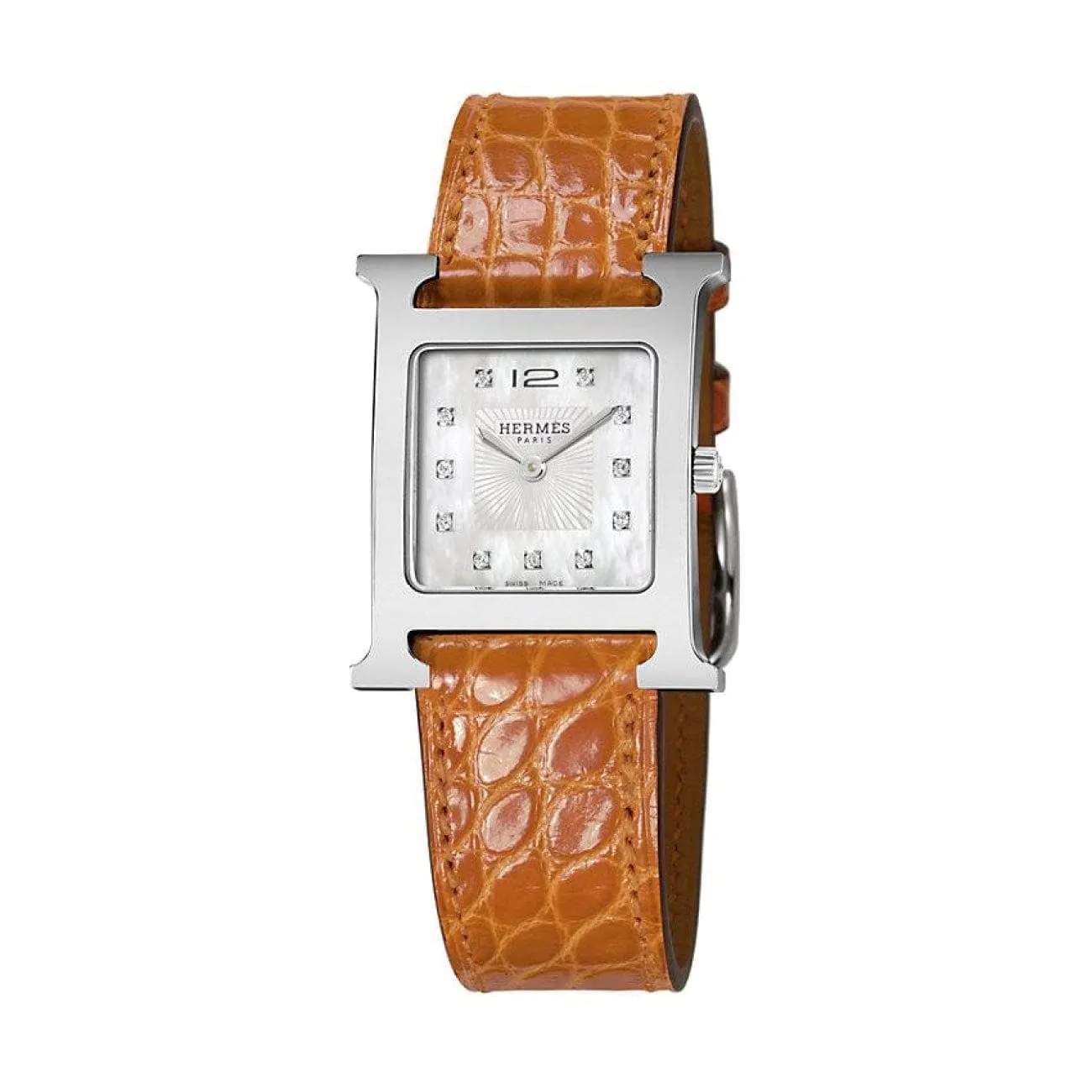HEURE H - MOTHER OF PEARL DIAMOND SET MEDIUM WATCH