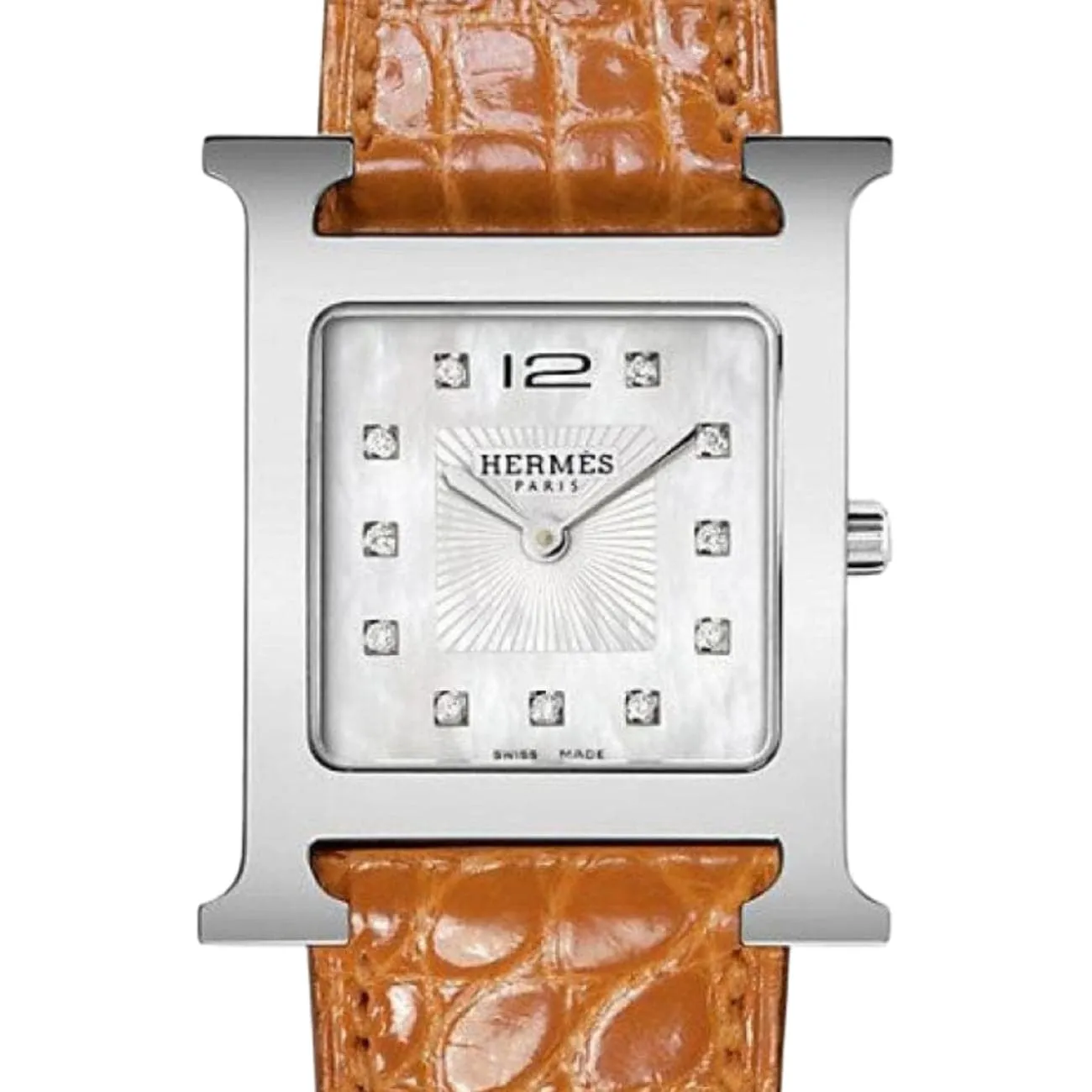 HEURE H - MOTHER OF PEARL DIAMOND SET MEDIUM WATCH