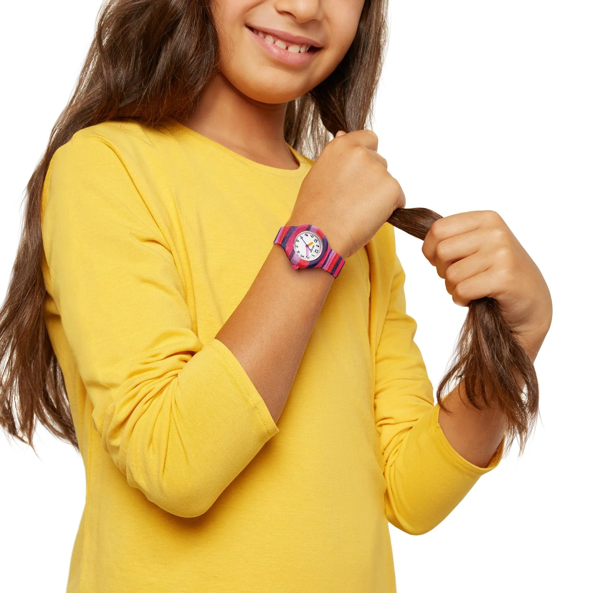 Hip hop clock pink stripes the methode collection 28mm hwu1184