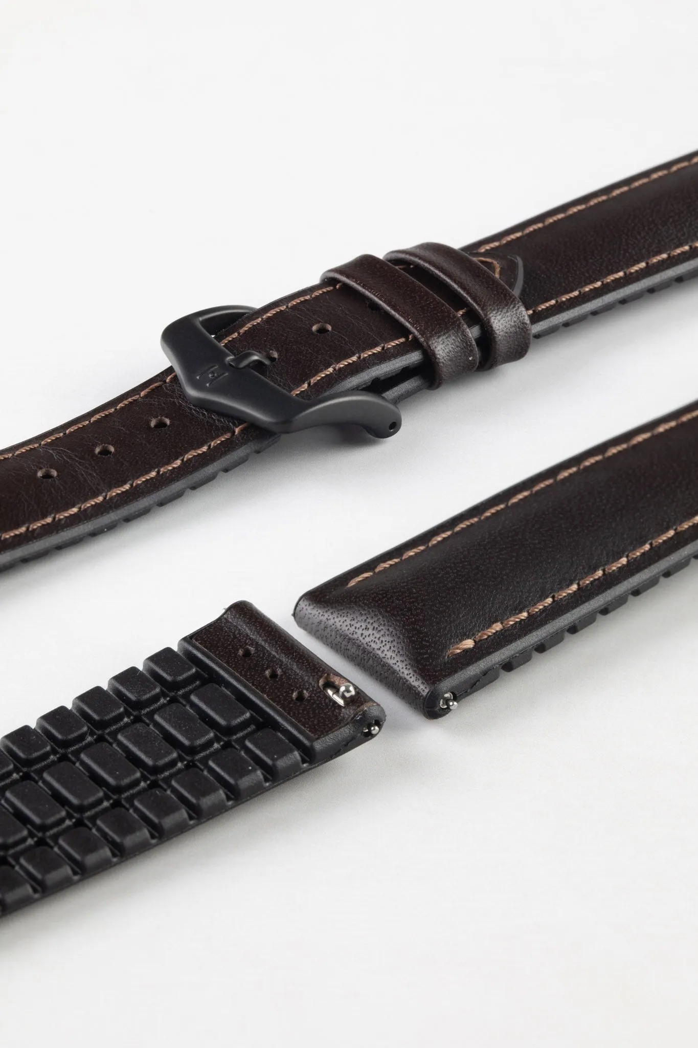 Hirsch JAMES Calf Leather Performance Watch Strap in BROWN