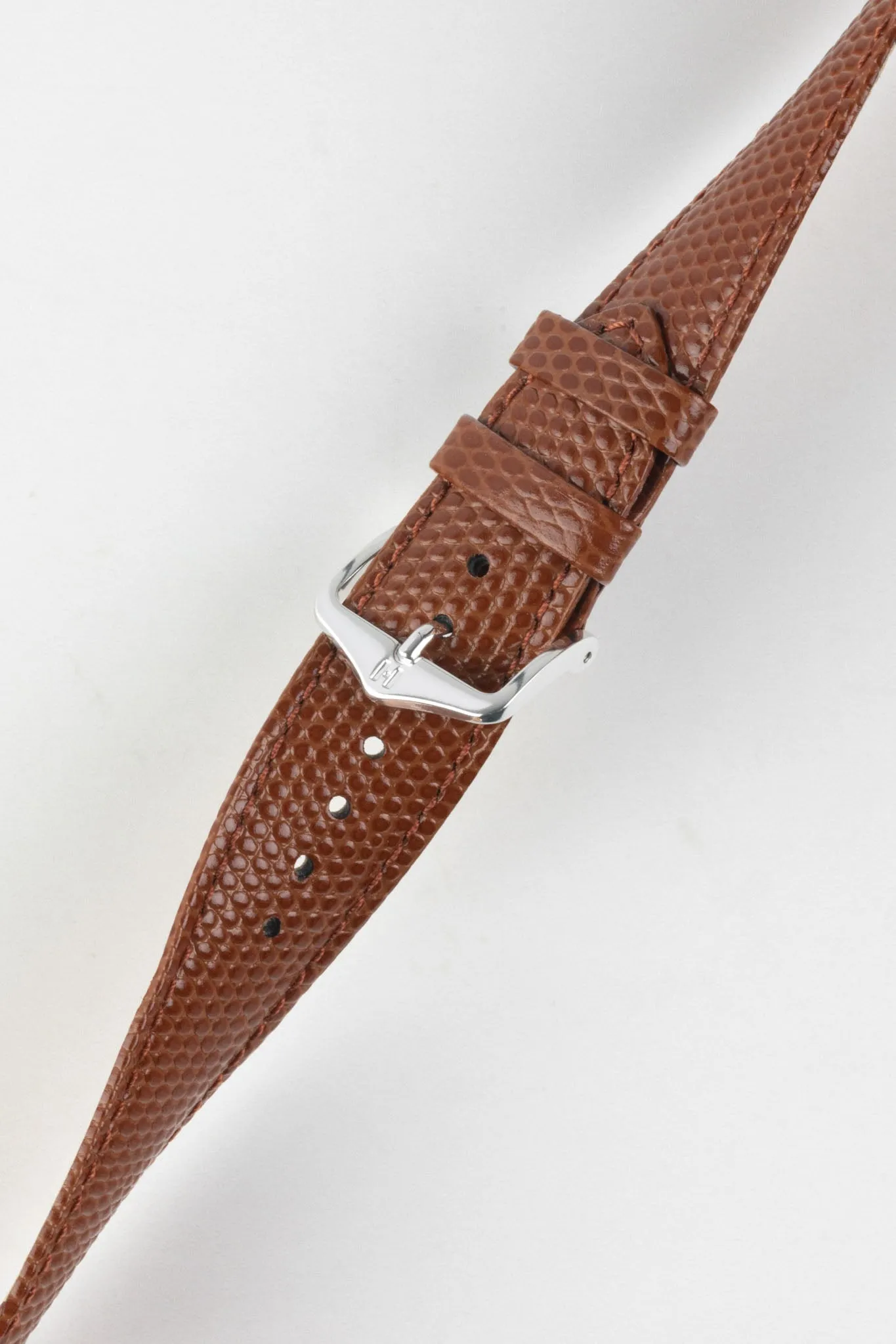 Hirsch RAINBOW Lizard Embossed Leather Watch Strap in GOLD BROWN